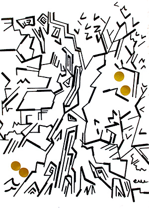 LA CASCADE // Size: 15 x 21 cm // Technique: Calligraphy Pencil on white handmade paper // Serie: angles, lines & forms / Edition: unique artwork